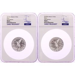 Lot of (2) 2019Mo Mexico 2 Onza Libertad Silver Coins NGC MS69 Early Releases