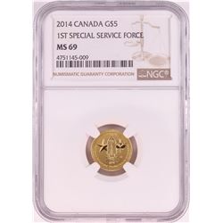 2014 Canada $5 1st Special Service Force Commemorative Gold Coin NGC MS69