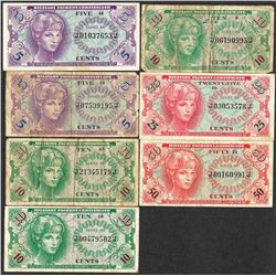 Lot of (7) Series 641 Military Payment Certificate Notes