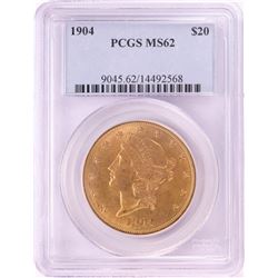 1904 $20 Liberty Head Double Eagle Gold Coin PCGS MS62