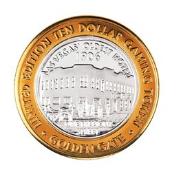 .999 Silver Golden Gate Las Vegas, Nevada $10 Casino Limited Edition Gaming Token
