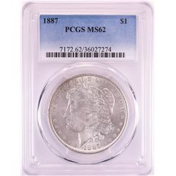 1887 $1 Morgan Silver Dollar Coin PCGS MS62