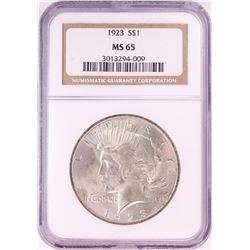 1923 $1 Peace Silver Dollar Coin NGC MS65