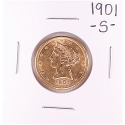 1901-S $5 Liberty Head Half Eagle Gold Coin