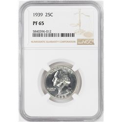 1939 Proof Washington Quarter Coin NGC PF65