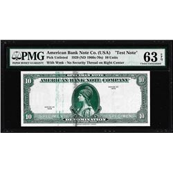1929 10 Unit American Bank Note Co. "Test Note" PMG Choice Uncirculated 63EPQ