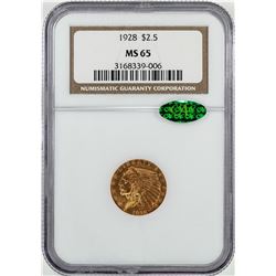 1928 $2 1/2 Indian Head Quarter Eagle Gold Coin NGC MS65 CAC