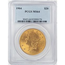 1904 $20 Liberty Head Double Eagle Gold Coin PCGS MS64