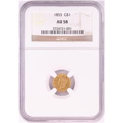 1853 $1 Liberty Head Gold Coin NGC AU58