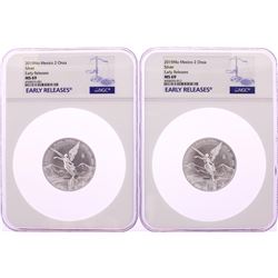 Lot of (2) 2019Mo Mexico 2 Onza Libertad Silver Coins NGC MS69 Early Releases