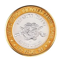 .999 Silver Treasure Island Las Vegas $10 Casino Gaming Token Limited Edition