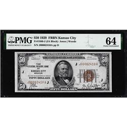 1929 $50 Federal Reserve Bank Note Kansas City Fr.1880-J PMG Choice Uncirculated 64