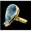 Image 2 : 14KT Yellow Gold Ladies 25.00 ctw Blue Topaz and Diamond Ring