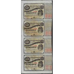 Uncut Sheet of (4) State of Louisiana Baby Bond Obsolete Notes