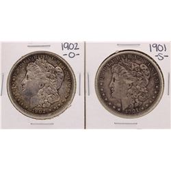 Lot of 1901-S & 1902-O $1 Morgan Silver Dollar Coins