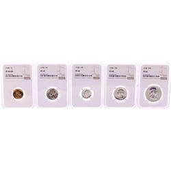 1958 (5) Coin Proof Set Graded NGC PF66/67
