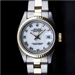 Rolex Ladies 2 Tone Yellow Gold Gold Yellow Gold & Stainless Steel White Roman 2
