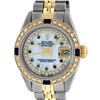 Image 1 : Rolex Ladies 2 Tone Yellow Gold MOP Sapphire String Diamond Datejust Wriswatch