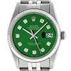 Image 1 : Rolex Mens Stainless Steel Green Diamond 36MM Datejust Wristwatch