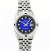 Image 2 : Rolex Mens Stainless Steel Blue Vignette Diamond & Sapphire Datejust Wristwatch