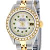 Image 1 : Rolex Ladies 2 Tone Yellow Gold MOP Emerald String Diamond Datejust Wristwatch