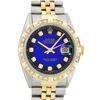 Image 1 : Rolex Mens 2 Tone 14K Blue Vignette Pyramid Diamond Datejust Wristwatch