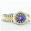 Image 4 : Rolex Mens 2 Tone 14K Blue Vignette Pyramid Diamond Datejust Wristwatch