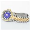 Image 5 : Rolex Mens 2 Tone 14K Blue Vignette Pyramid Diamond Datejust Wristwatch