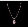 Image 1 : 14KT Rose Gold 32.47 ctw GIA Certified Kunzite and Diamond Pendant With Chain