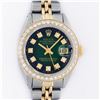 Image 1 : Rolex Ladies 2 Tone Yellow Gold Green Vignette VS Diamond Datejust Wristwatch