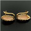 Image 4 : 18k Yellow Gold Carved Shell Cameo Earrings w/ Etched & Textured Frames