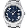 Image 2 : Rolex Mens SS 41MM Blue Roman Diamond Datejust 2 Oyster Band Wristwatch With Box