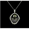 Image 2 : 1.34 ctw Diamond and Pearl Pendant With Chain - 14KT White Gold