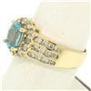 Image 3 : 14kt Yellow Gold 2.35 ctw Aquamarine and Diamond Halo Ring