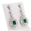 Image 2 : 2.25 ctw Emerald and 2.55 ctw Diamond 14K White Gold Earrings