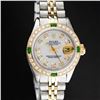 Image 1 : Rolex Ladies 2 Tone Yellow Gold MOP 18K Gold Diamond Bezel & Emerald Datejust Wr