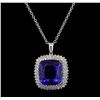 Image 1 : GIA Cert 40.78 ctw Tanzanite and Diamond Pendant With Chain - 14KT White Gold