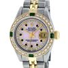 Image 1 : Rolex Ladies 2 Tone Yellow Gold Pink MOP Sapphire & Emerald Datejust Wriswatch