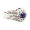 Image 1 : 1.71 ctw Blue Sapphire And Diamond Ring Soldered To Band - 14KT White Gold