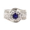 Image 2 : 1.71 ctw Blue Sapphire And Diamond Ring Soldered To Band - 14KT White Gold