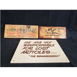 3 ASSORTED SIGNS NO RESERVE