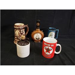 ASSORTED BEER MUGS AND TEXACO COFFEE CUP NO RESERVE