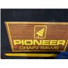 Image 2 : PIONEER CHAINSAWS SIGN DISPLAY ONLY CHAINSAW WITH CHAINSAW  GUARDS AND SUSPENDERS NO RESERVE