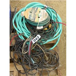 PILE OF HOSE, EXTENSION CORDS & BUNGEE CORDS