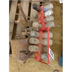 2 HARDWARE ORGANIZERS & CONTENTS, 2 PIPE STAND TOPS, TANK