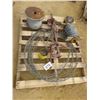 Image 1 : PALLET WITH BARB WIRE, CHAIN, TAPLES, WIRE STRETCHER
