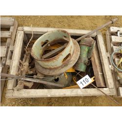 WOOD CRATE C/W TOOLBOX, STEEL, ETC