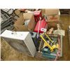 Image 1 : PALLET WITH ASST HOUSEHOLDS (FAN, COOLER, MILK BOTTLES, JARS, SPRINKLERS, COLEMAN CAMPSTOVE, ETC