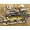 Image 1 : PALLET WITH SLEDGE HAMMER, JACK STAND, SHOVEL, FLOOR SQUEEGEE, ELECT FENCE RODS, FENCE CHGR, ETC