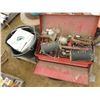 Image 1 : RED TOOLBOX (CLAMPS, SOCKETS, ETC), FEED PAIL, EXTENSION CORDS, BALER TWINE